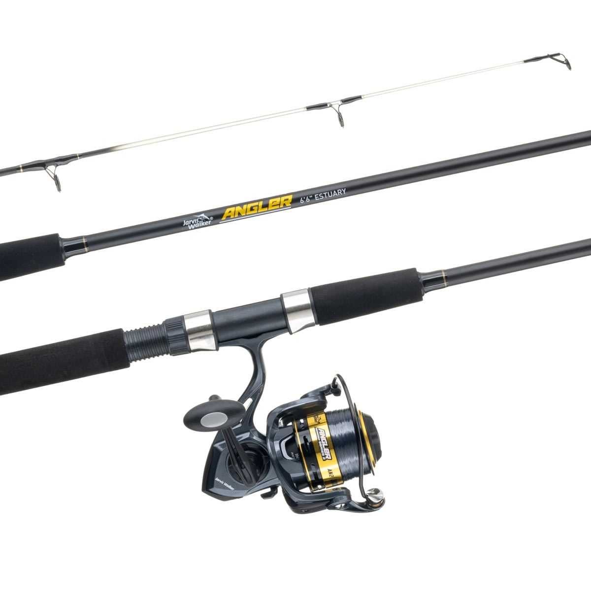 jarvis walker angler series 2 spinning estuary combo - 6.6ft., black and  grey